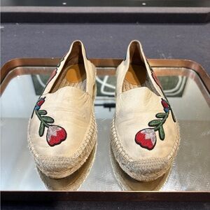 Gucci Cream and Red Floral Espadrilles